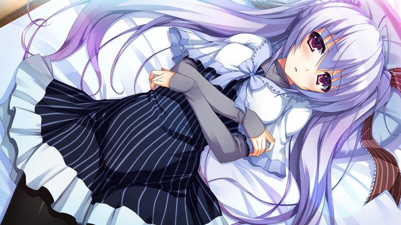anime girl with long purple hair