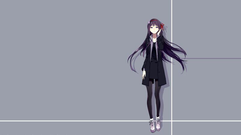 anime girl with long purple hair