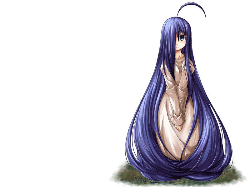 anime girl with long purple hair