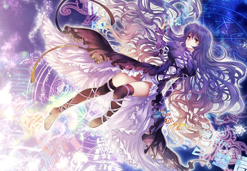 anime girl with long purple hair