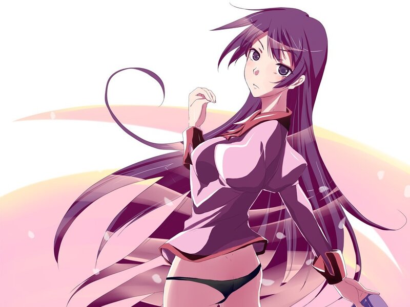 anime girl with long purple hair