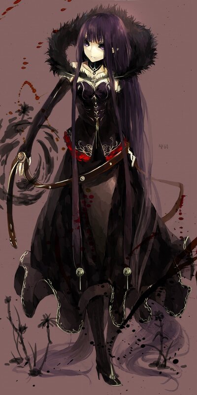 Anime Girl with Long Purple Hair — Dramatic