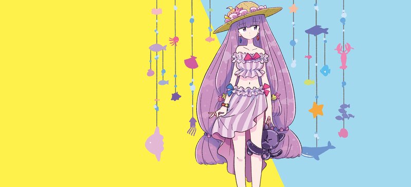 Anime Girl with Long Purple Hair — Yellow