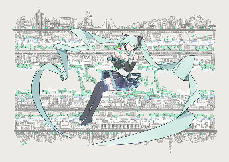 Anime Girl with Long Ribbons