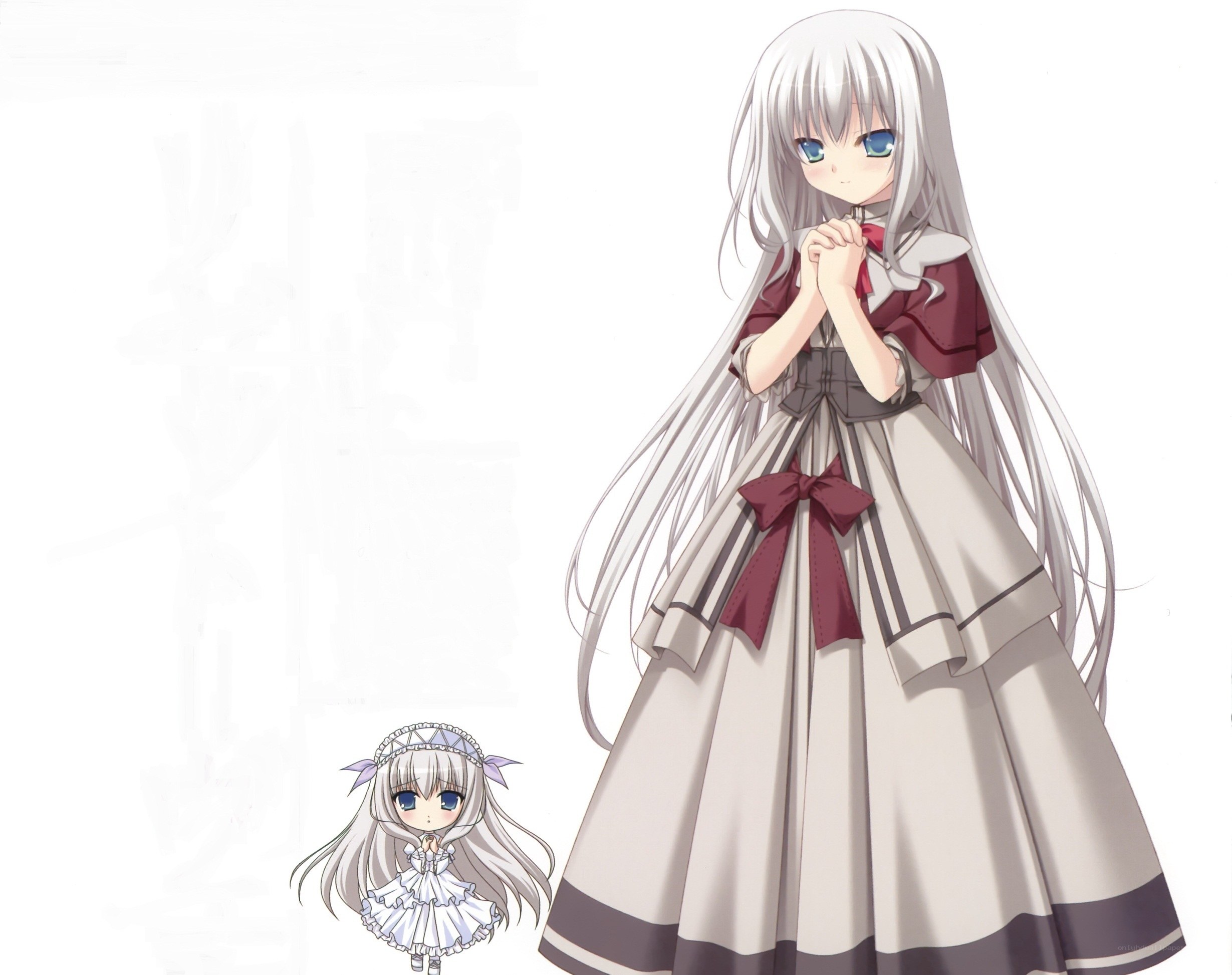 Anime girl with long silver hair