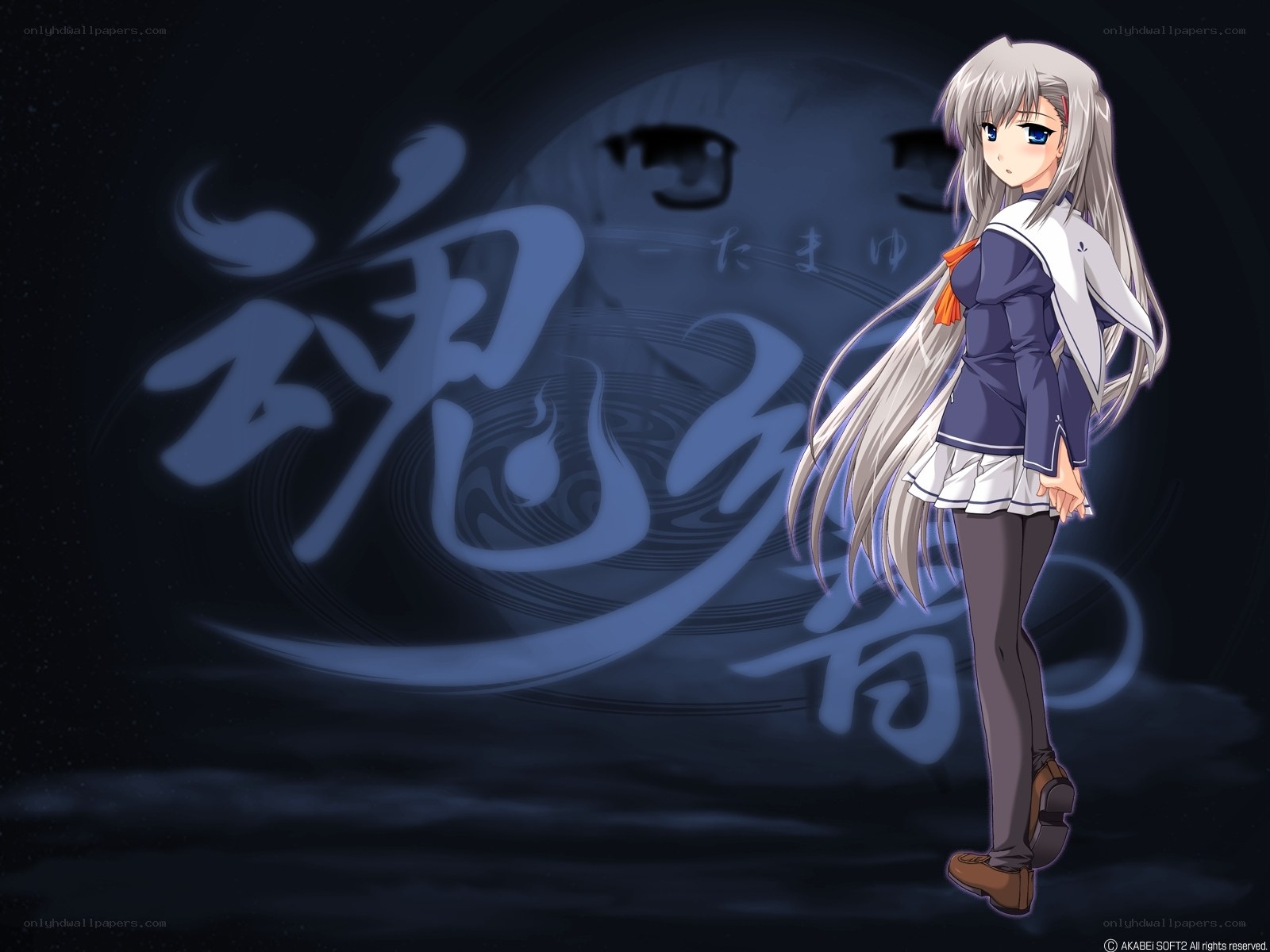 anime girl with long silver hair
