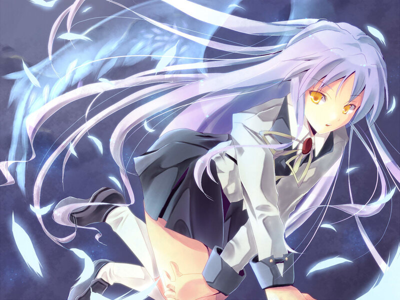 anime girl with long silver hair