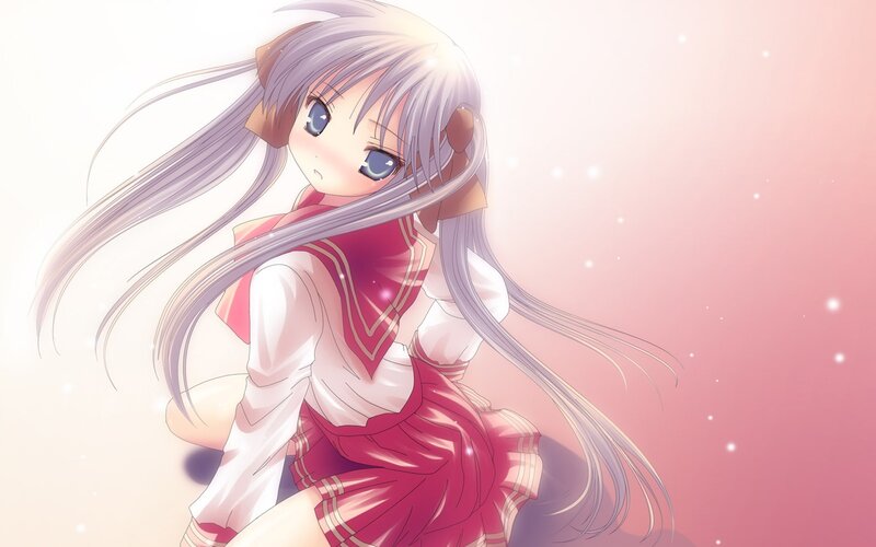 anime girl with long silver hair