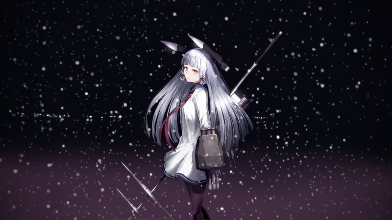 Anime Girl with Long Silver Hair — White, Dramatic