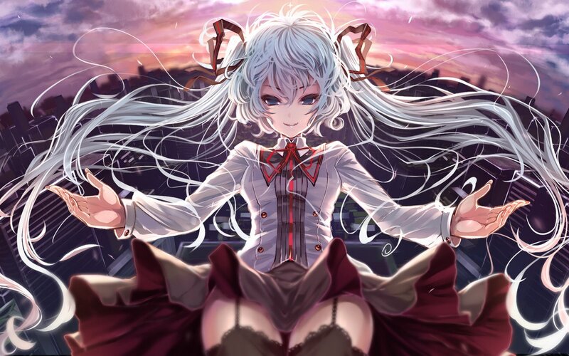 Anime girl with long white hair