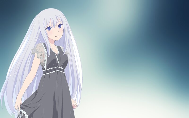 anime girl with long white hair
