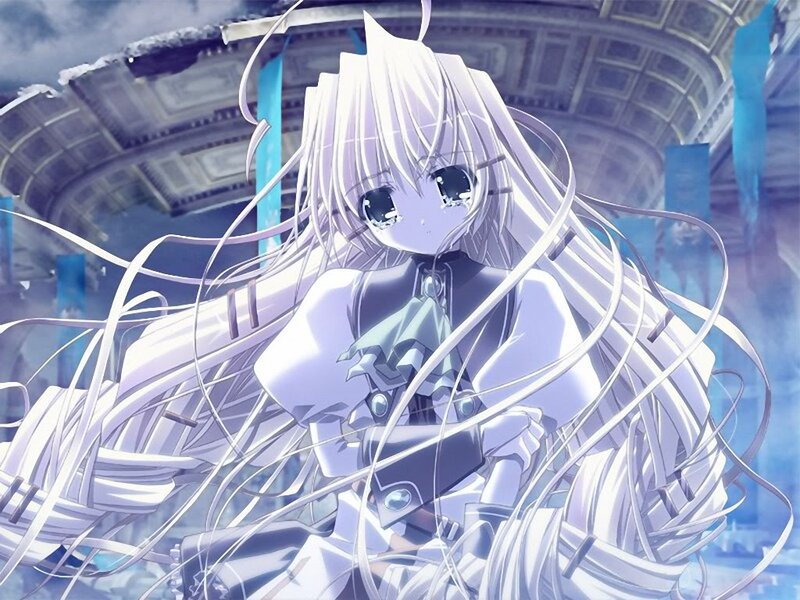 Anime Girl with Long White Hair — Dramatic, Long Hair