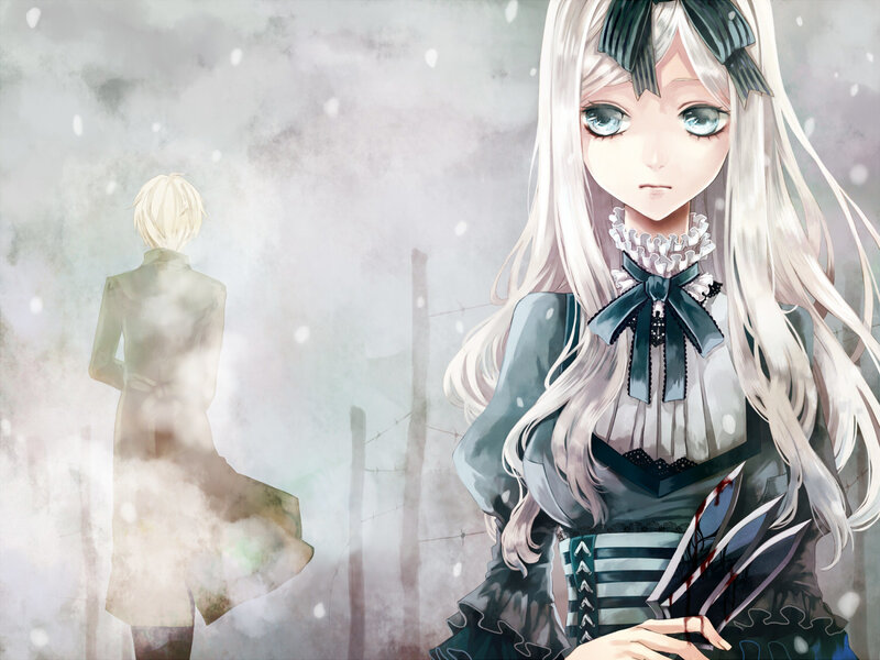 Anime Girl with Long White Hair — Dramatic