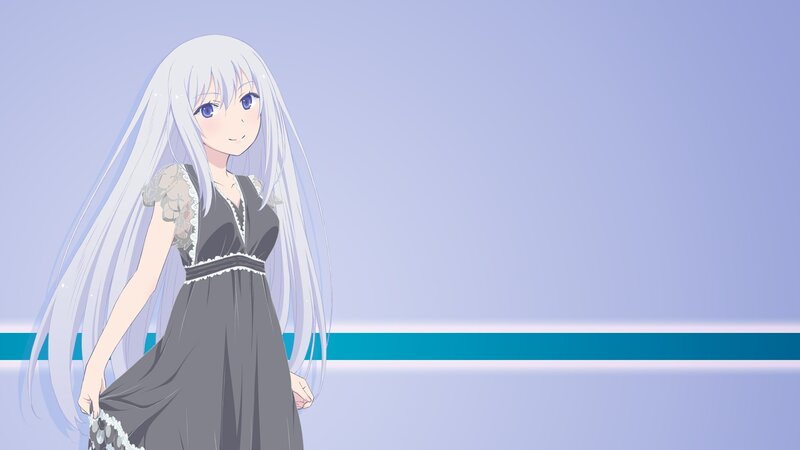 Anime Girl with Long White Hair — Light Blue, Calm