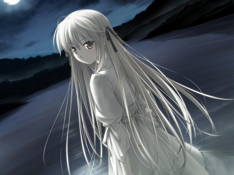 Anime Girl with Long White Hair — Melancholic