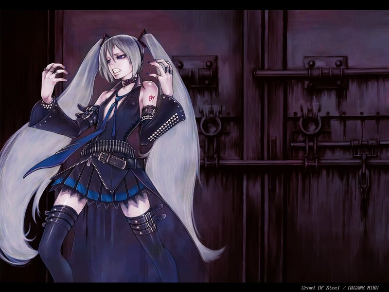Anime Girl with Long White Hair — Purple