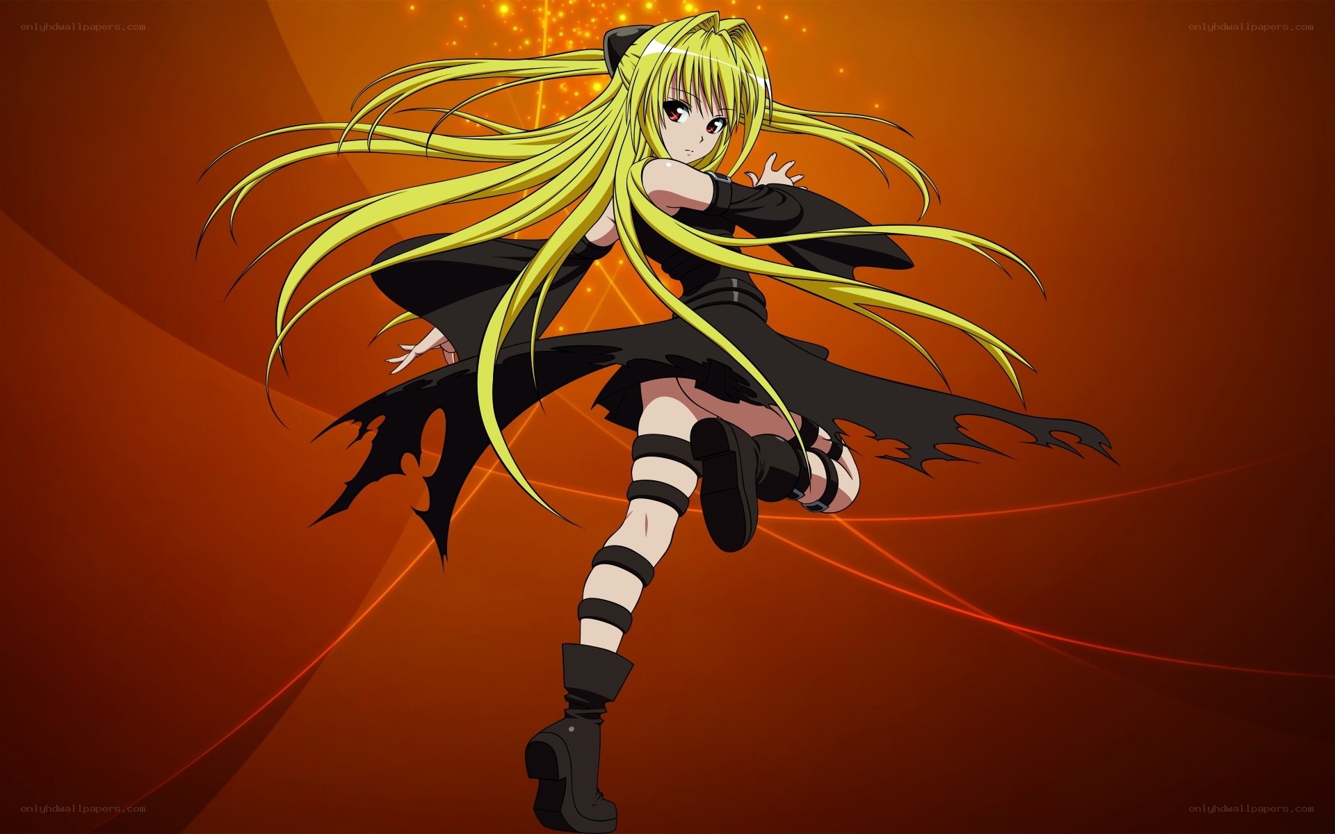 anime girl with long yellow hair