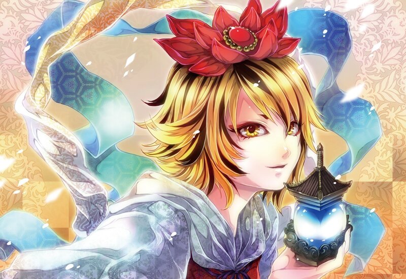 anime girl with lotus flower