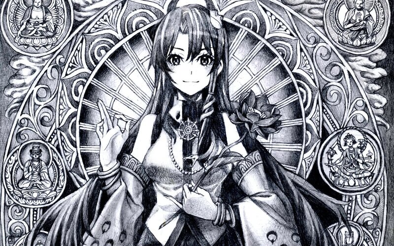 anime girl with lotus flower