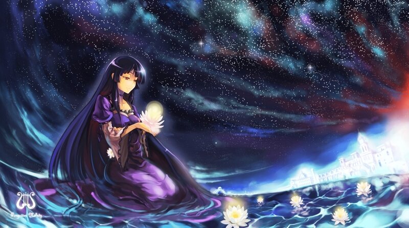 Anime girl with lotus flower