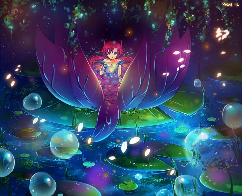Anime Girl with Lotus Wings