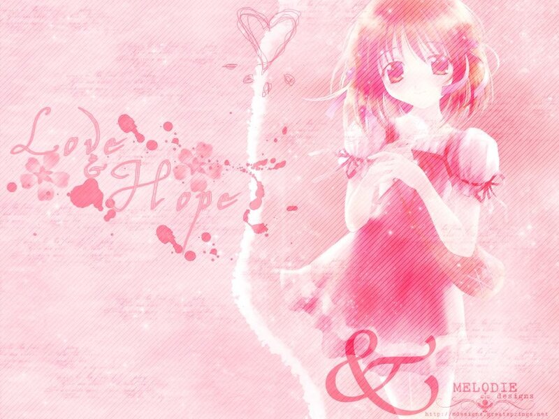 Anime girl with love and hope