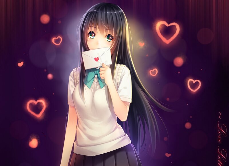 anime girl with love letter