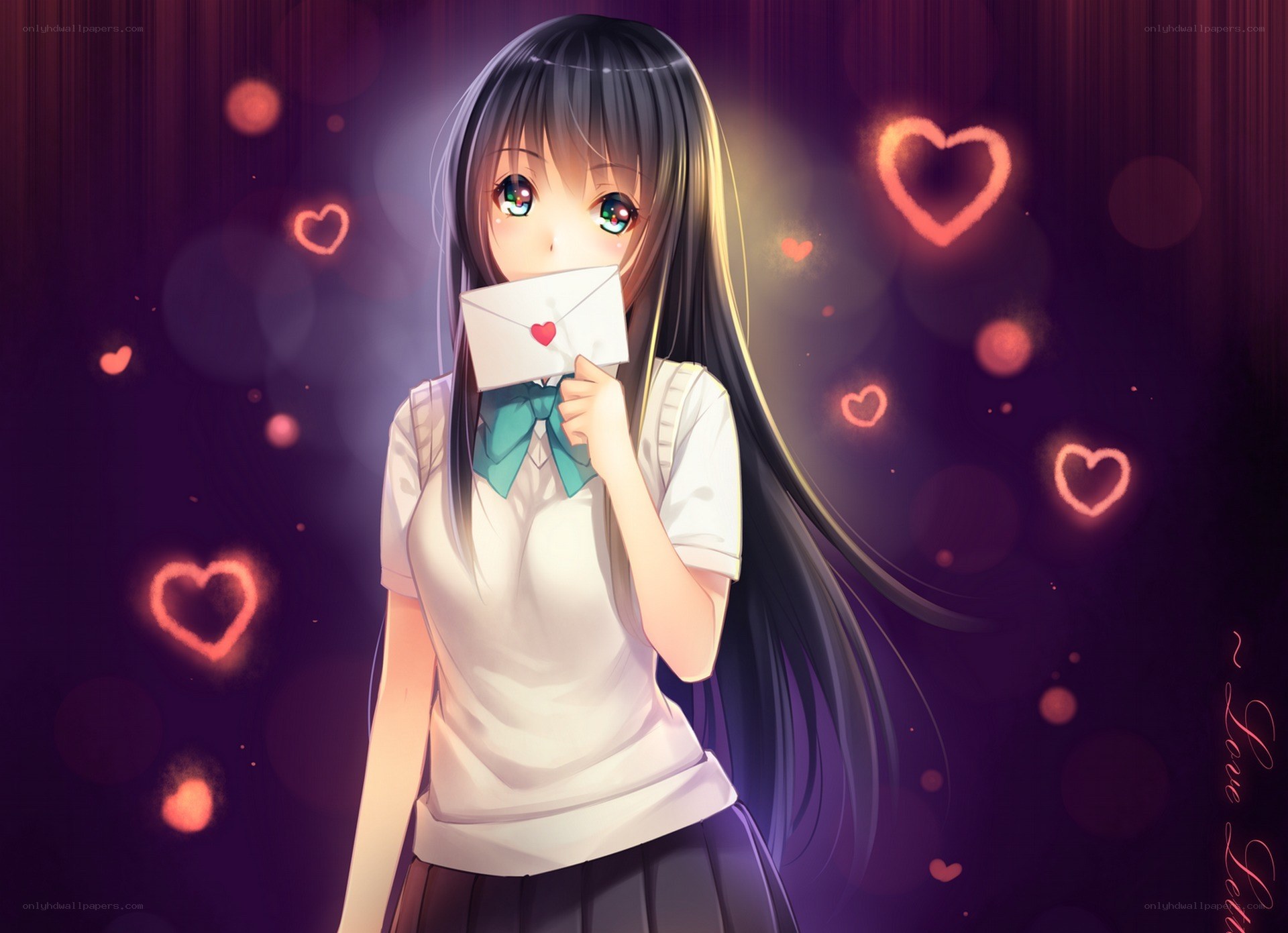 anime girl with love letter