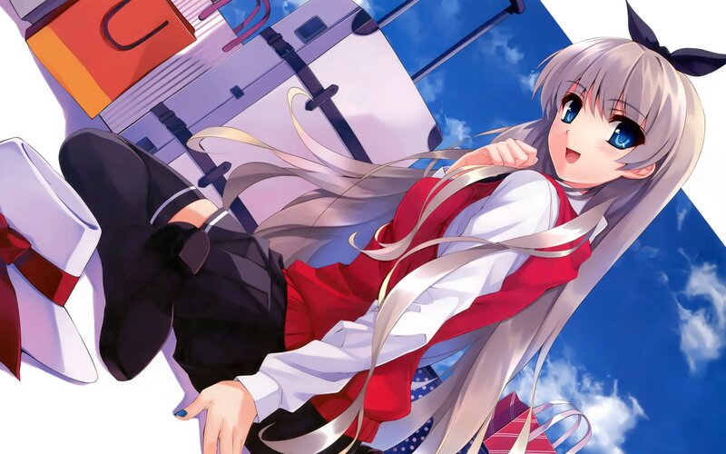 anime girl with luggage