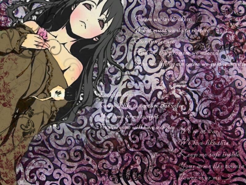 anime girl with lyrics