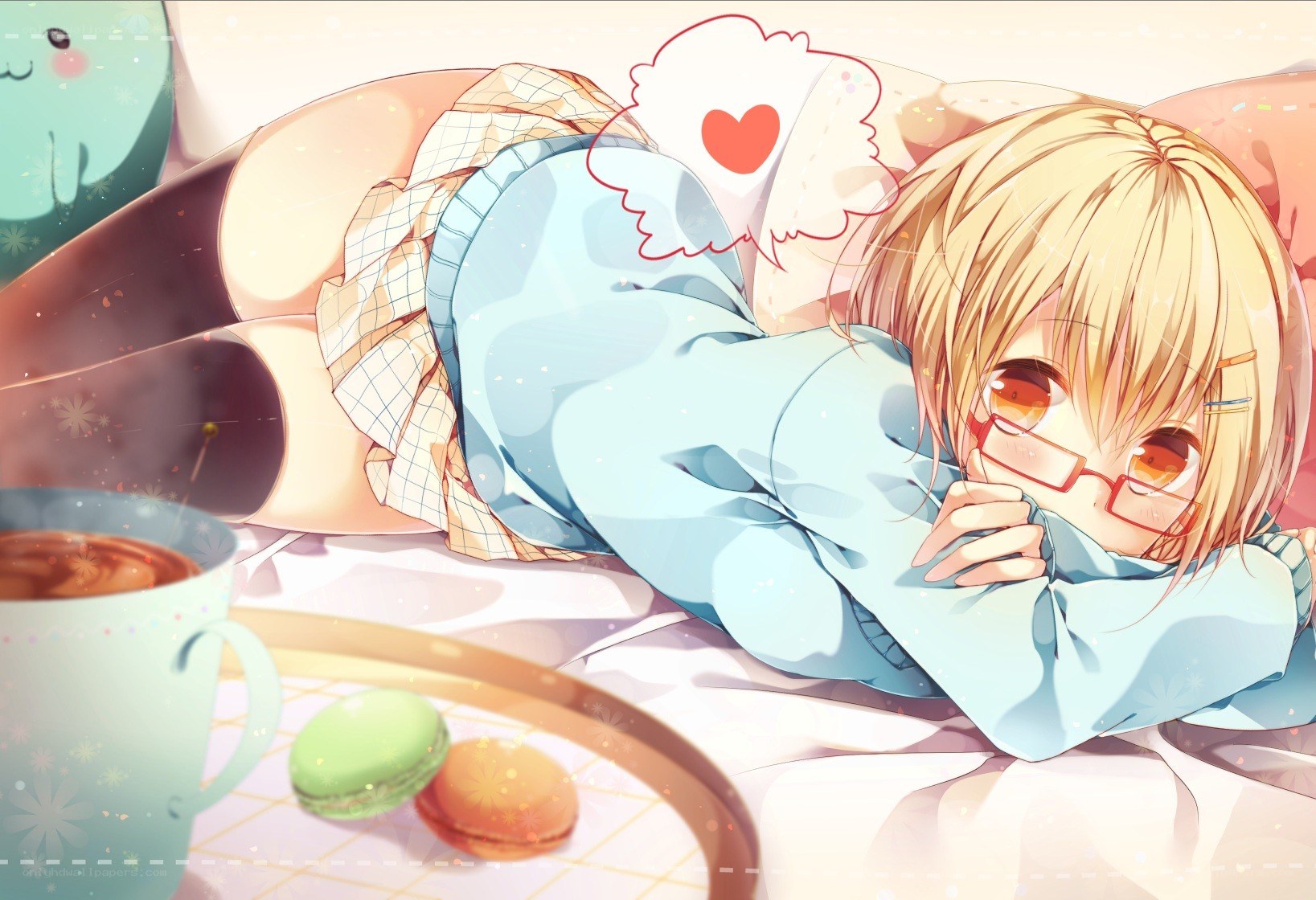 Anime girl with macarons