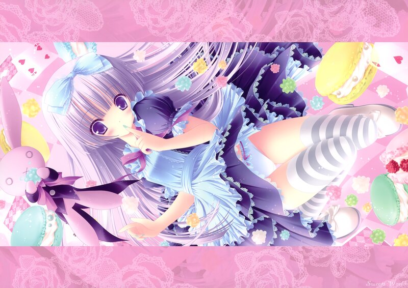 anime girl with macarons