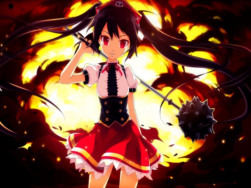 Anime Girl with Mace — Red