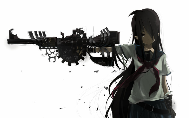 anime girl with machine gun