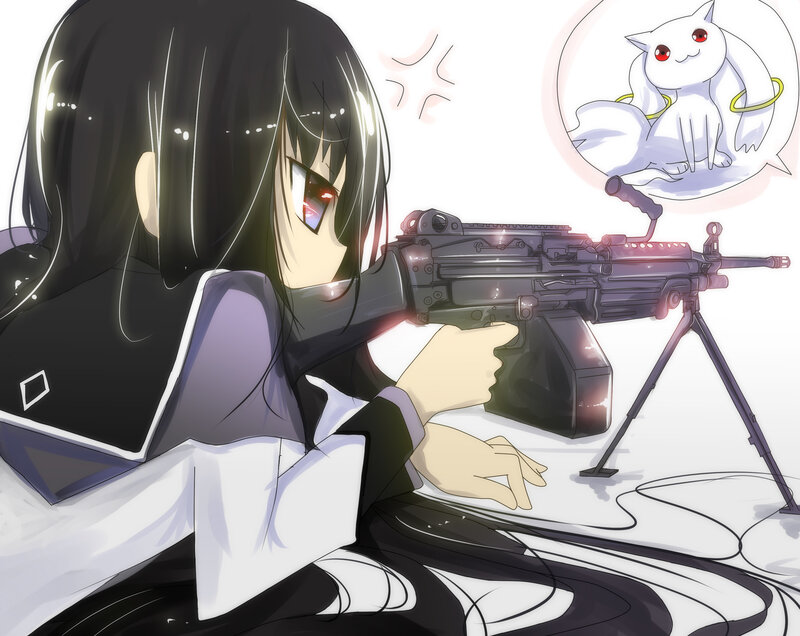 Anime girl with machine gun