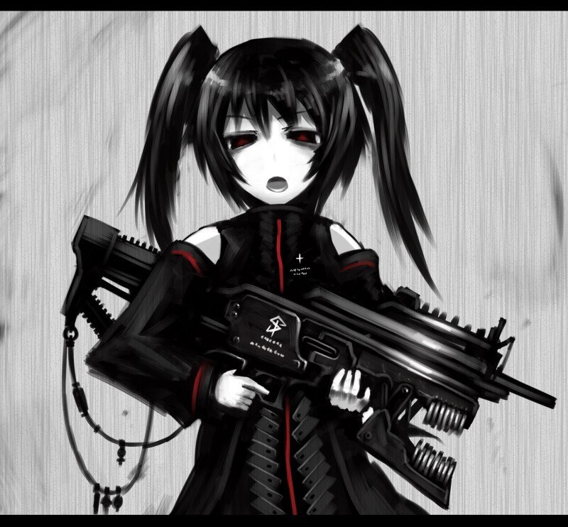 anime girl with machine gun