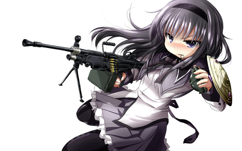 anime girl with machine gun