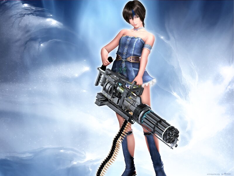 anime girl with machine gun