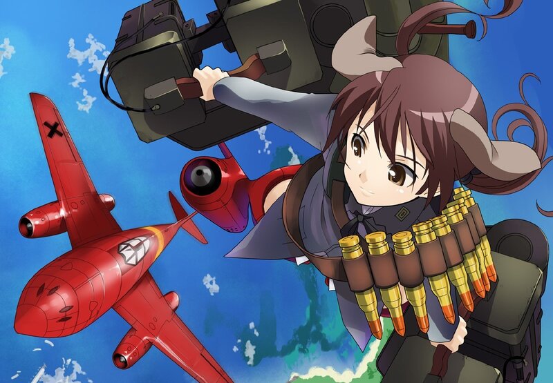 anime girl with machine gun