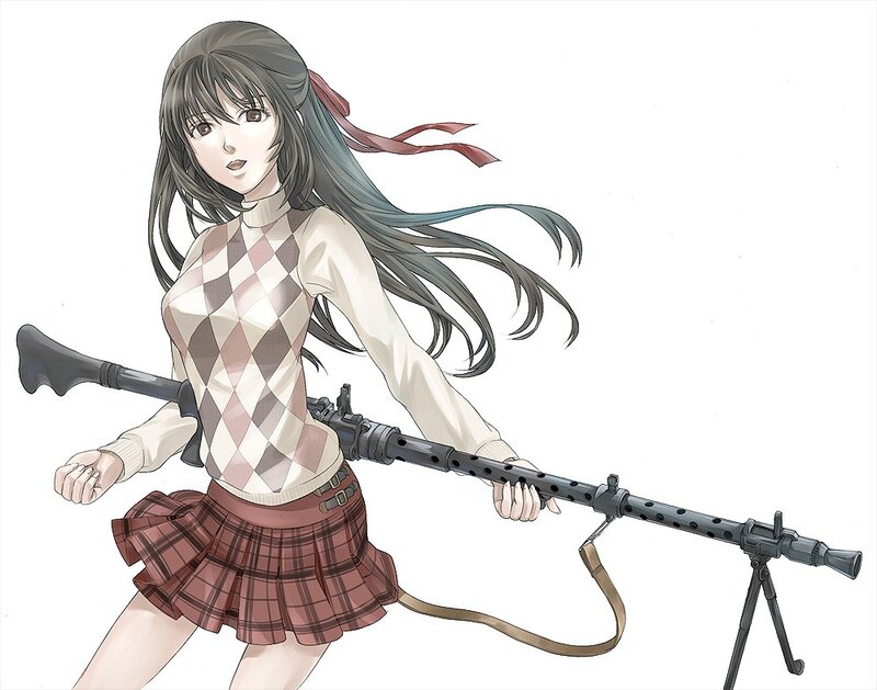 anime girl with machine gun