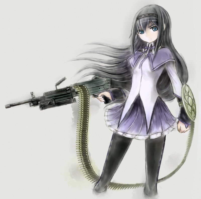 anime girl with machine gun