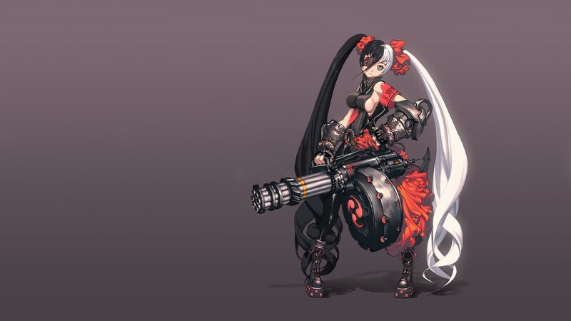 anime girl with machine gun