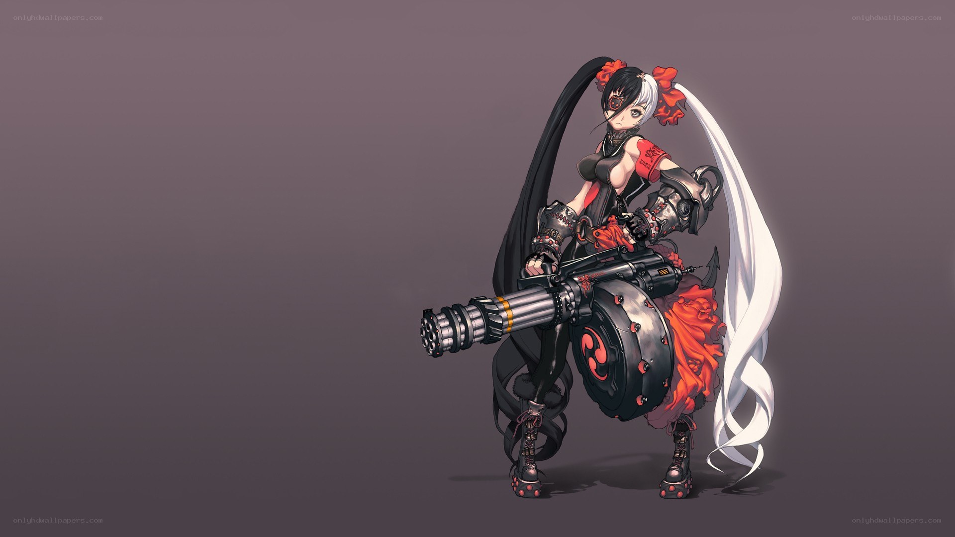 anime girl with machine gun