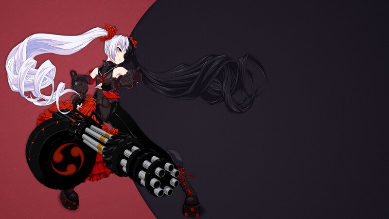 Anime Girl with Machine Gun — Black, Dramatic