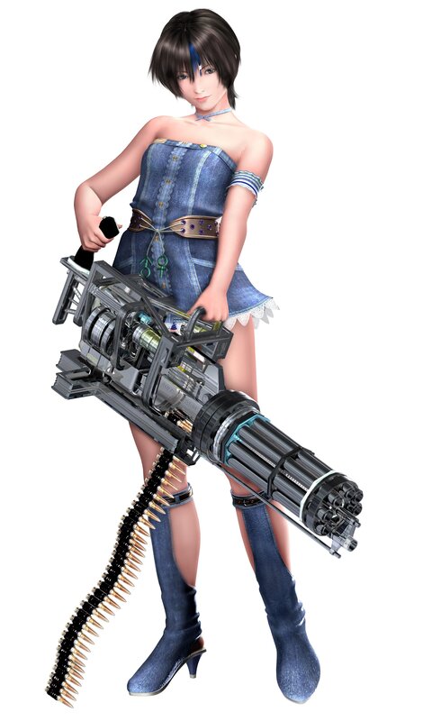 Anime Girl with Machine Gun — Blue, Confident