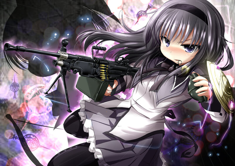 Anime Girl with Machine Gun — Purple