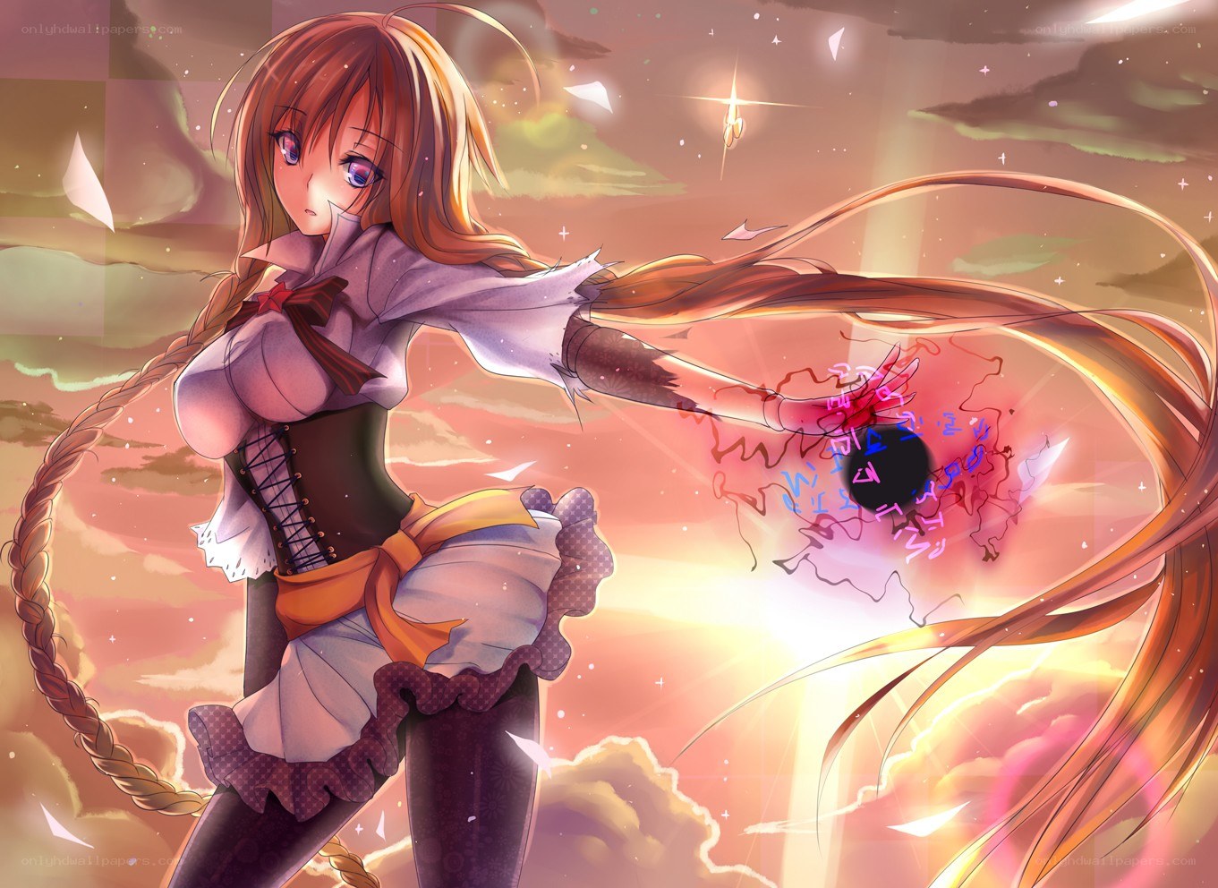 Anime girl with magic attack