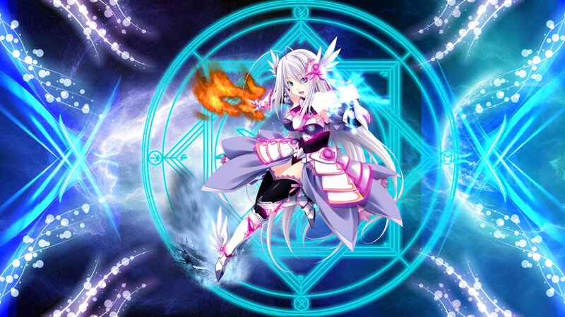 Anime Girl with Magic — Blue, Dramatic, Digital Art