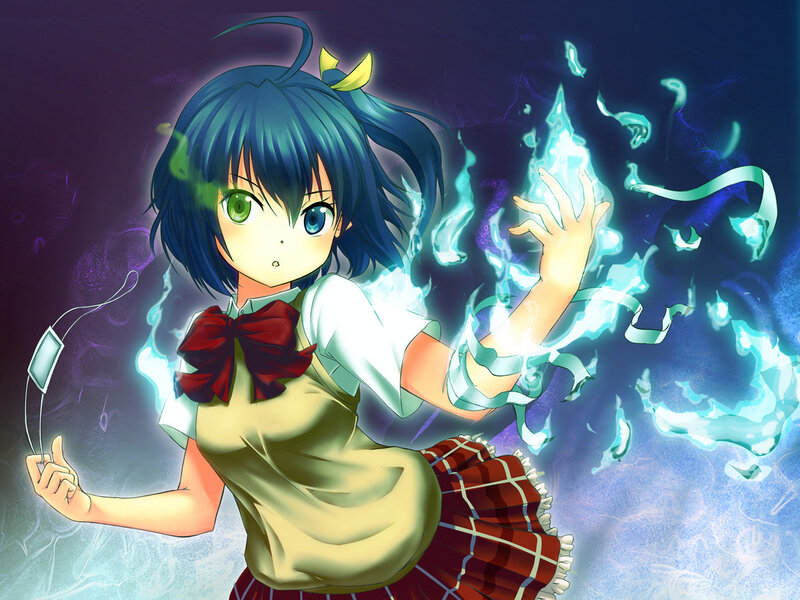 Anime Girl with Magic — Blue, Dramatic, School Uniform