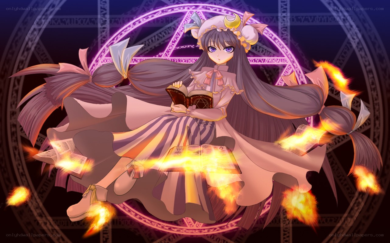 anime girl with magic book